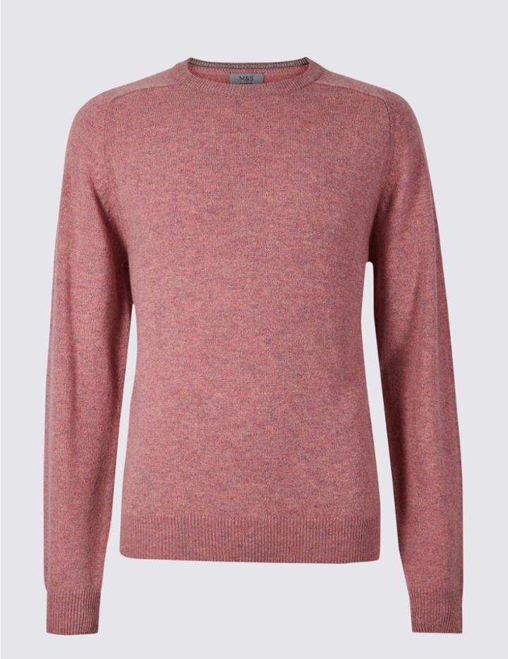 Marks & Spencer Pure Extra Fine Lambswool Crew Neck Jumper Mallow