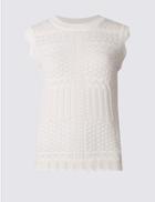 Marks & Spencer Crochet Lace Round Neck Cap Sleeve Jumper Ivory