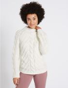 Marks & Spencer Chenille Cable Funnel Neck Jumper Cream