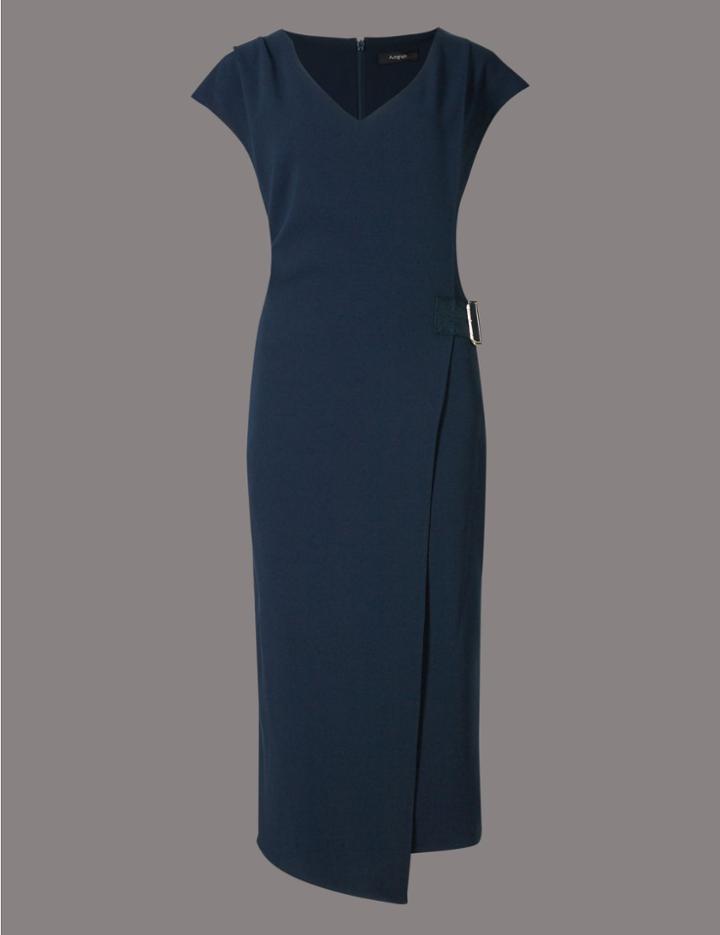Marks & Spencer Buckle Cap Sleeve Shift Dress Navy