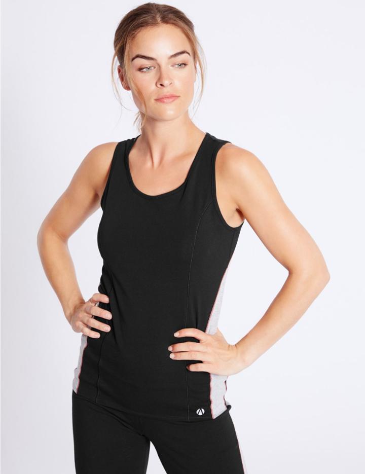 Marks & Spencer Active Cotton Rich Vest Black Mix