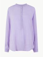 Marks & Spencer Cotton Collarless Popover Shirt Violet
