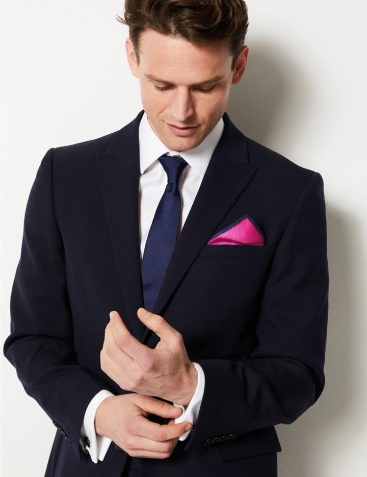 Marks & Spencer Pure Silk Pocket Square Fuchsia Mix