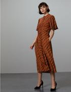 Marks & Spencer Printed Midi Shirt Dress Brown Mix