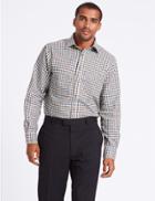 Marks & Spencer Pure Cotton Regular Fit Shirt With Pocket Green Mix