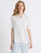 Marks & Spencer Spotted Crepe Half Sleeve Shirt Cream Mix