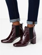 Marks & Spencer Leather Block Heel Chelsea Ankle Boots