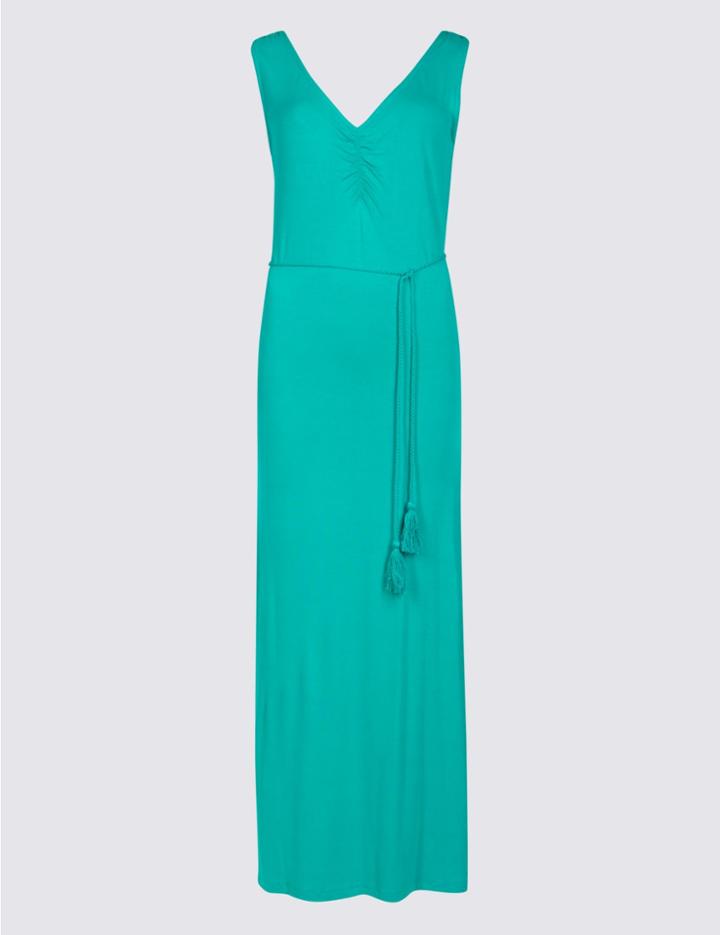 Marks & Spencer Petite Ruched Maxi Dress Green