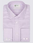 Marks & Spencer Pure Cotton Easy To Iron Tailored Fit Shirt Lilac Mix