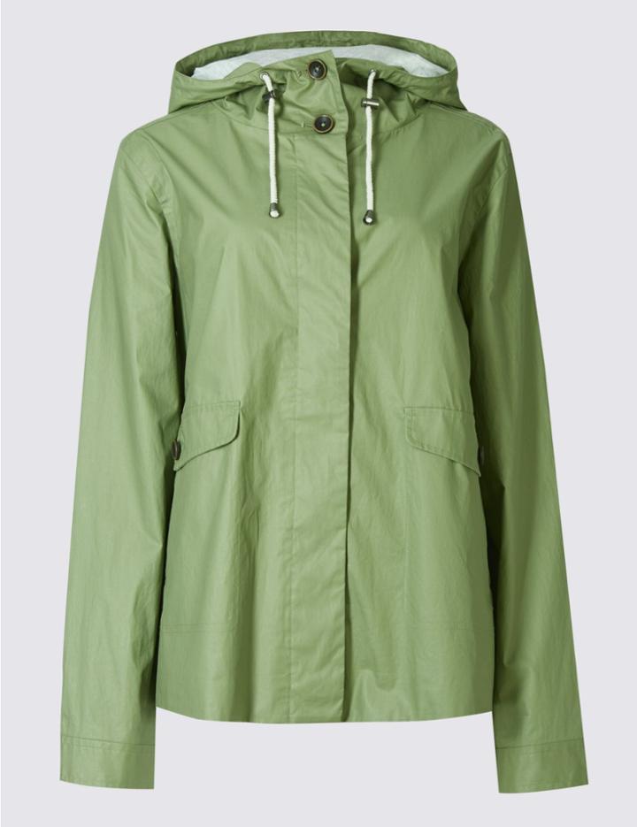 Marks & Spencer Petite Pure Cotton Parka Jacket Sage