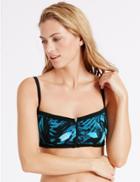 Marks & Spencer Tropical Print Sporty Bandeau Bikini Top Black Mix