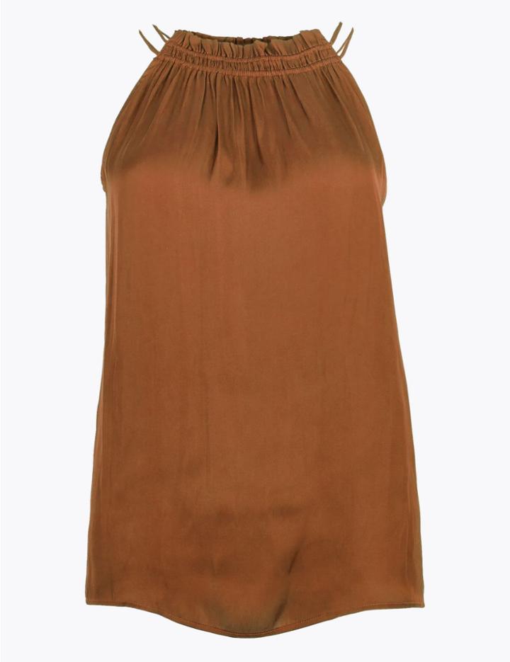 Marks & Spencer Satin Halter Neck Vest Top Brown