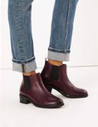 Marks & Spencer Wide Fit Leather Chelsea Ankle Boots Burgundy