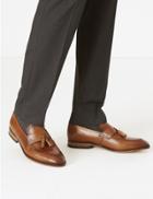 Marks & Spencer Leather Saddle Tassel Loafers Brown