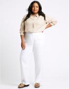 Marks & Spencer Curve Linen Rich Wide Leg Trousers Soft White