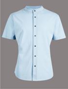 Marks & Spencer Luxury Pure Cotton Slim Fit Shirt Ice Blue