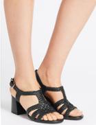 Marks & Spencer Wide Fit Block Heel Sandals Black