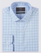 Marks & Spencer Cotton Blend Non-iron Regular Fit Shirt Blue Mix