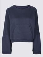Marks & Spencer Cotton Rich Wide Sleeve Sweatshirt Navy