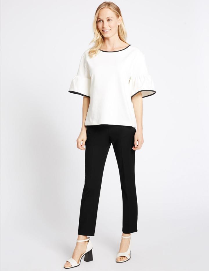 Marks & Spencer Cotton Blend Slim Leg Trousers Black