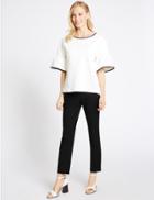 Marks & Spencer Cotton Blend Slim Leg Trousers Black