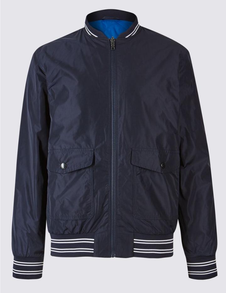 Marks & Spencer Reversible Bomber Jacket With Stormwear&trade; Navy