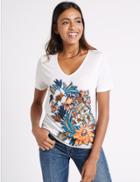 Marks & Spencer Linen Blend Floral Print T-shirt Multi