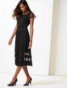 Marks & Spencer Lace Short Sleeve Skater Midi Dress Black
