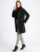 Marks & Spencer Textured Faux Fur Coat Forest Green
