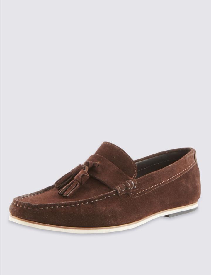 Marks & Spencer Suede Tassel Slip-on Loafers Brown