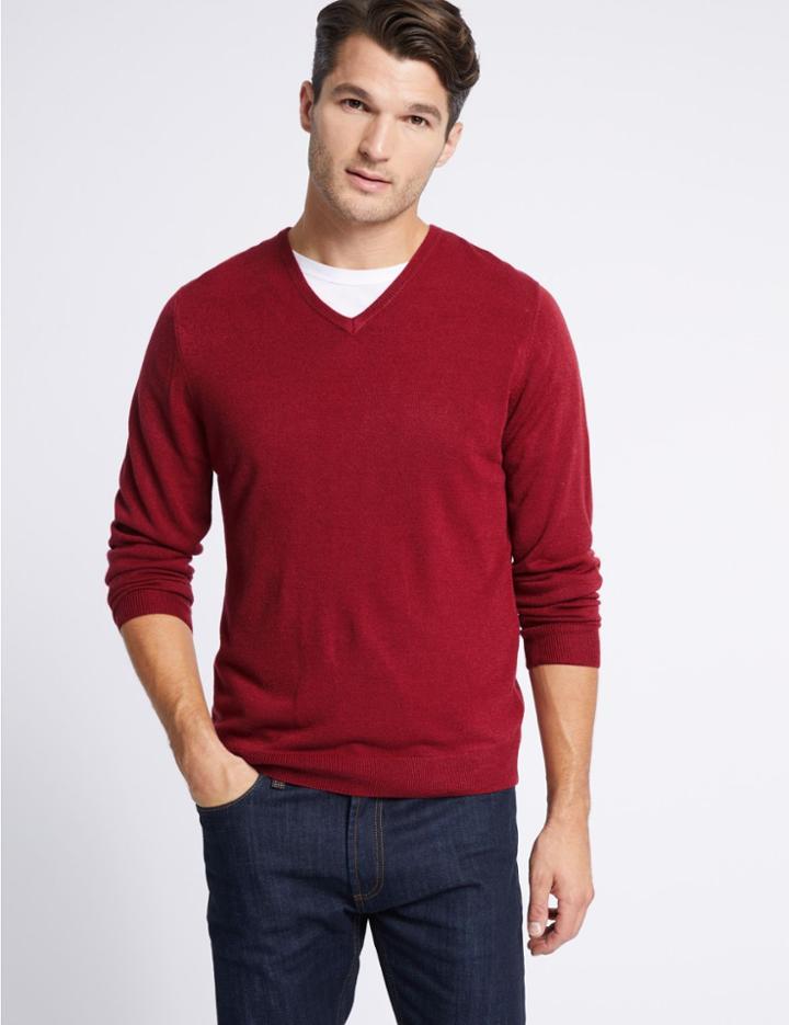 Marks & Spencer Cashmilon&trade; V-neck Jumper Ruby