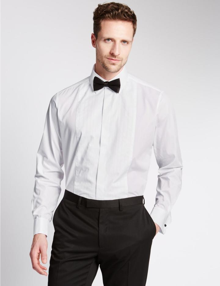 Marks & Spencer Cotton Blend Regular Fit Shirt White