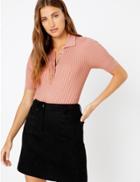 Marks & Spencer Button Detailed Collared Neck Jumper Dusted Pink