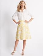 Marks & Spencer Pure Cotton Floral Print A-line Midi Skirt White Mix