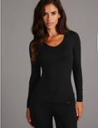 Marks & Spencer Heatgen&trade; Thermal V-neck Top With Cashmere Black