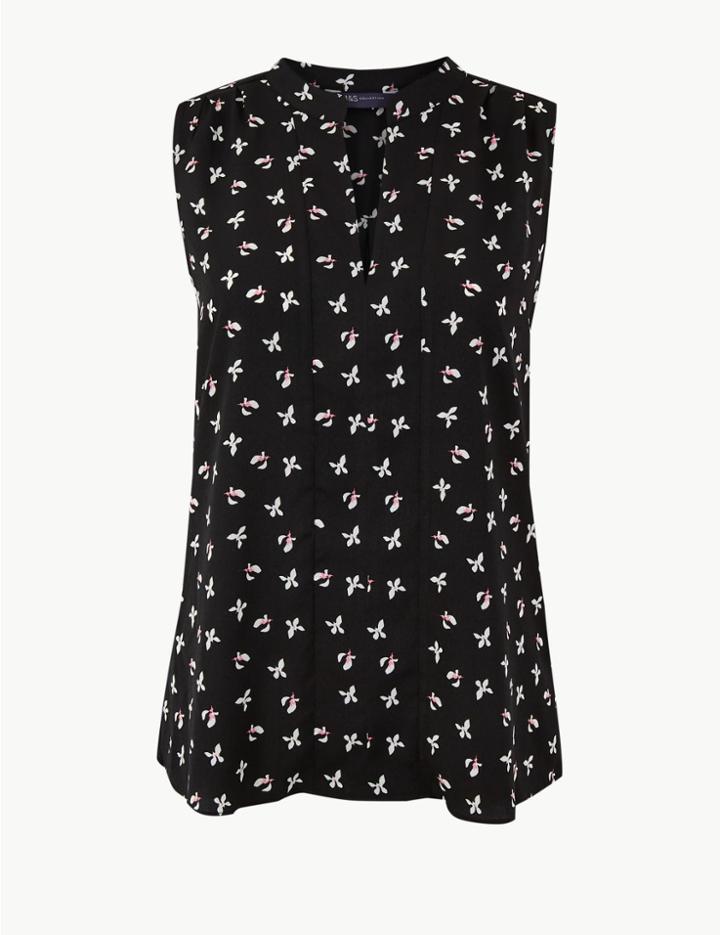Marks & Spencer Floral Print Shell Top Black Mix