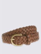 Marks & Spencer Faux Leather Woven Plaint Belt Tan