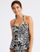 Marks & Spencer Printed Tie Back Non-wired Tankini Top Black Mix