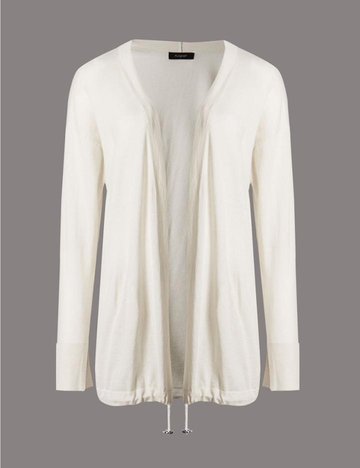 Marks & Spencer Wool Blend Drawstring Cardigan Calico