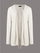Marks & Spencer Wool Blend Drawstring Cardigan Calico