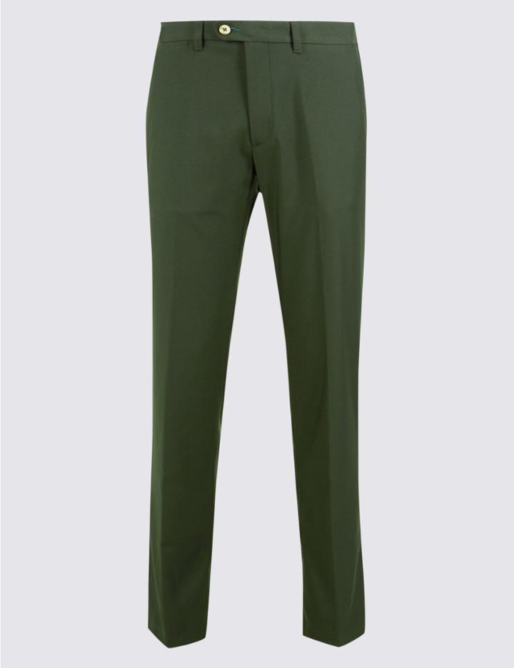 Marks & Spencer Slim Fit Flat Front Chinos Olive