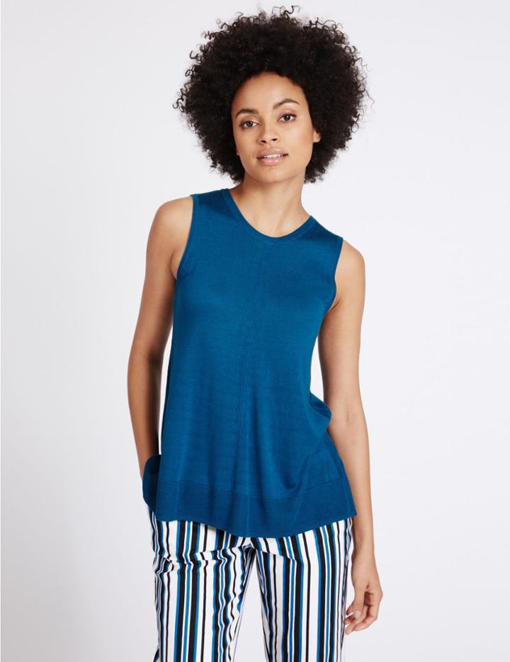 Marks & Spencer Swing Round Neck Sleeveless Jumper Prussian