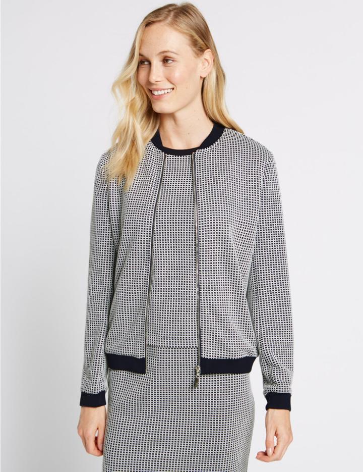 Marks & Spencer Checked Bomber Jacket Navy Mix