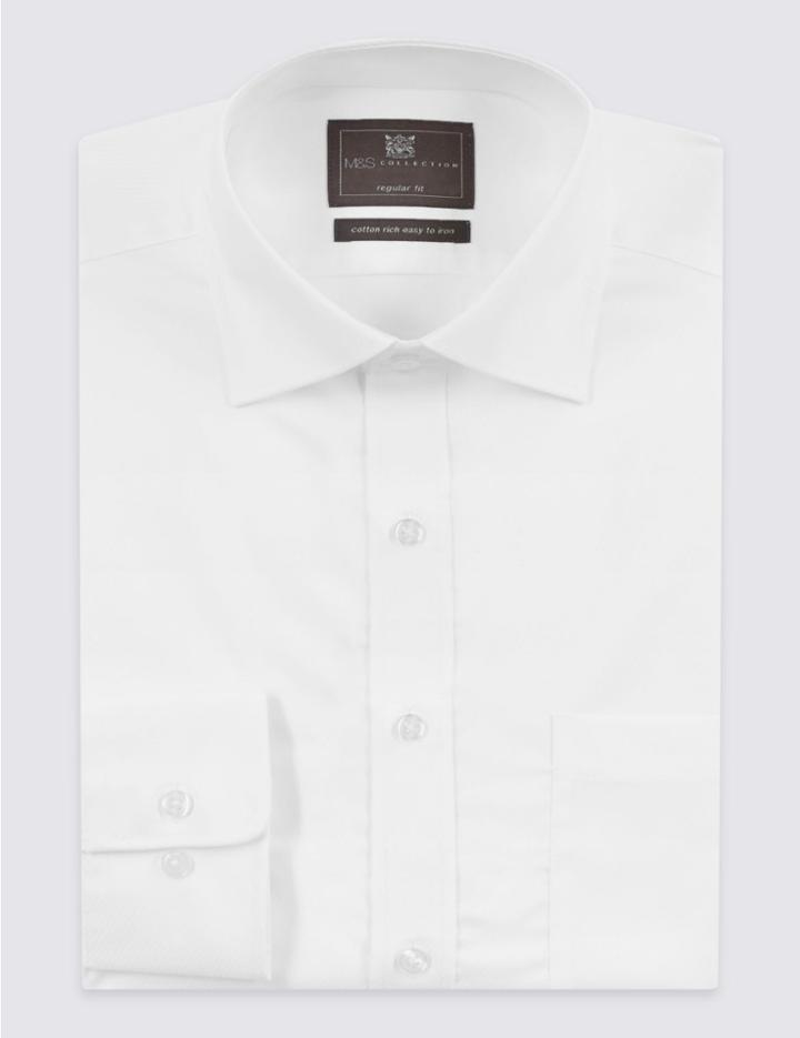 Marks & Spencer 2in Longer Easy To Iron Regular Fit Shirt White