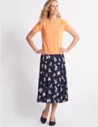 Marks & Spencer Floral Print Jersey A-line Midi Skirt Navy Mix