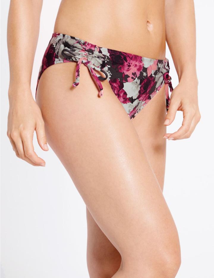 Marks & Spencer Floral Print Hipster Bikini Bottoms Mulberry Mix