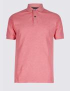 Marks & Spencer Slim Fit Pure Cotton Polo Shirt Pink Mix