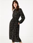 Marks & Spencer Swirl Waisted Midi Dress Black Mix