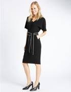 Marks & Spencer Kimono Tie Short Sleeve Shift Dress Black