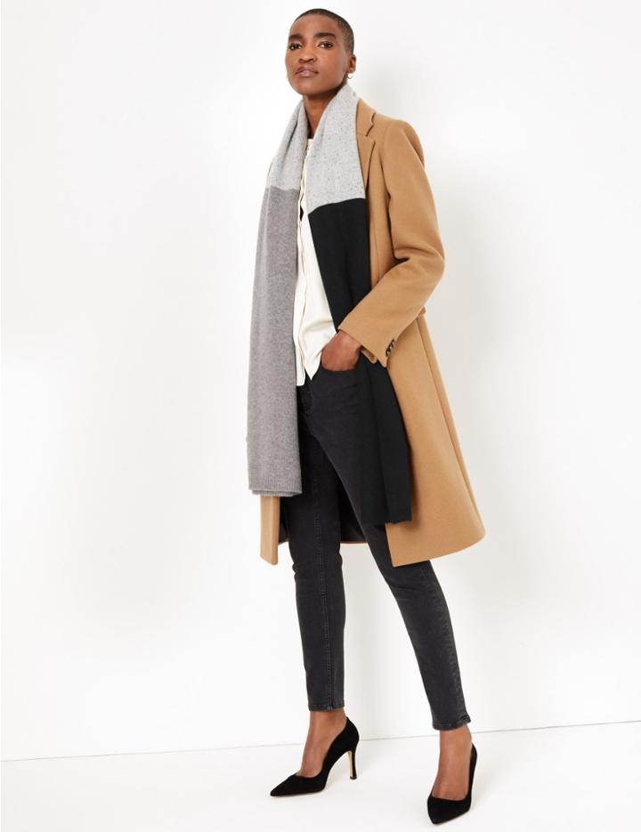 Marks & Spencer Pure Cashmere Colour Block Scarf Black